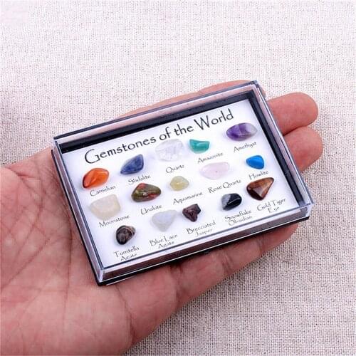 Wholesale 3boxes/Lot New Style Geology Teaching Materials for the Sample 15 Kinds of Natural Crystal Ores 5-10mm Mixed Clr