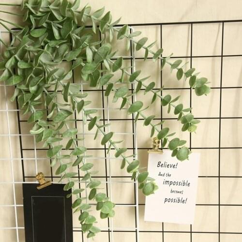 2Pcs Plastic Eucalyptus Leaves Fake Plants Flower Material for Wedding Flower Wall Home Decoration Greenery Plant Leaf Decor
