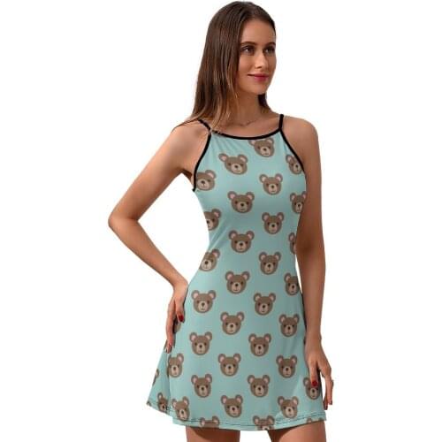 Bear Dress Suspender Style Polyester Dresses Female Pattern Going Out Curvy One-Piece Dress