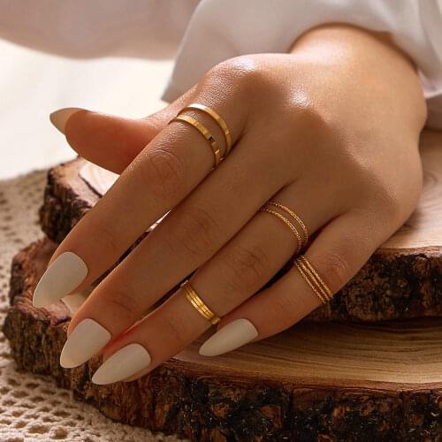 Simple Vintage Gold Silver Plating 10Pc Finger Ring Set Bohemia Rings for Women