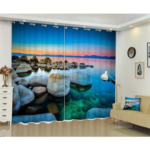 Lakeside reef Luxury Blackout 3D Window Curtain For Living Room Bedroom Drapes Rideaux Cortina Customized size pillowcase