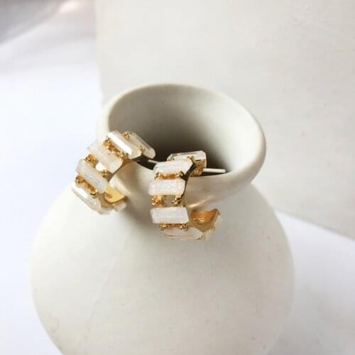 S925 needle Delicate Jewerly Resin Earrings New Desing Metal Alloy Golden Plating Small Hoop Earrings For Women Girl Gift