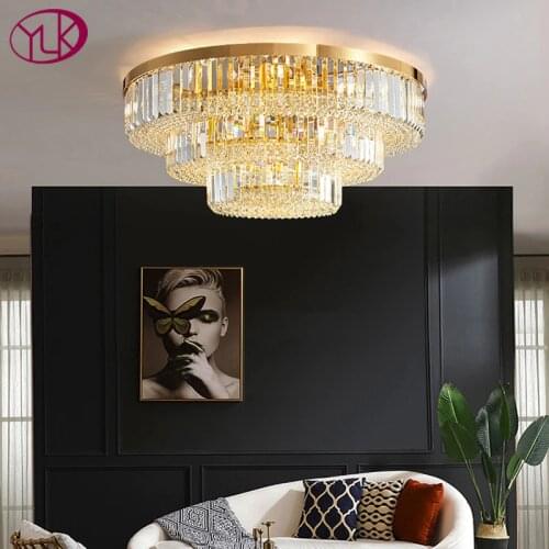 Modern living room chandelier for ceiling luxury home decor cristal lamp round dining room bedroom led crystal light fixture
