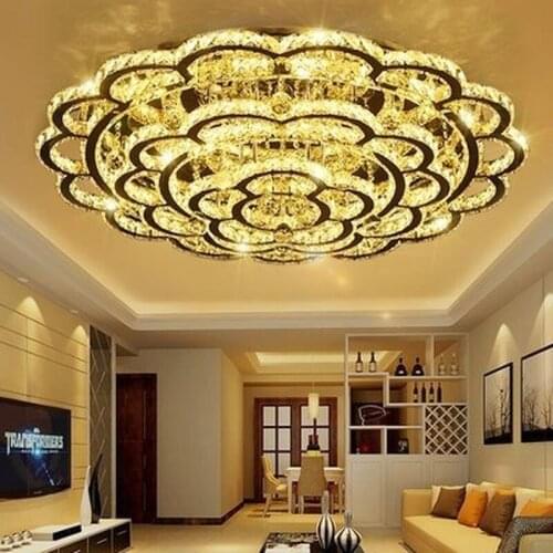 Modern Plum Blossom Led Ceiling Chandeliers Lamp Lustre Crystal Chrome Metal Bedroom Led Chandelier Lighting Dimmable Led Lights