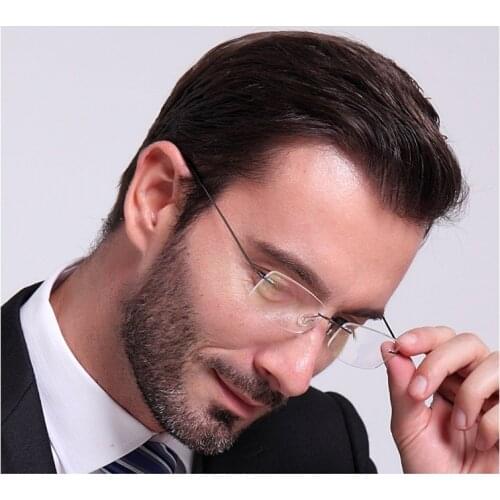 Rimless Titanium Glasses Frames Men Flexible Optical Frame Retro Glasses Prescription Spectacle Frameless Women Eye Glasses