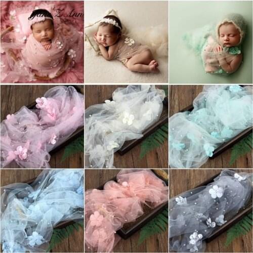 Infant photo studio flowers pearl mesh wrapped cloth background cloth baby photo props 2 sizes