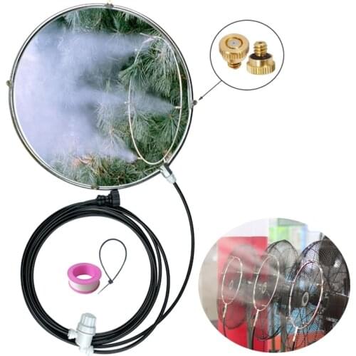 Stainless Steel Mist Ring For Fan Kit With 4 Pcs Brass Nozzles 3/16'' Thread 5 Meters Hose