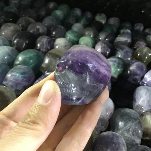 2inch Natural fluorite crystal skull sculpture stone skull carved ornaments