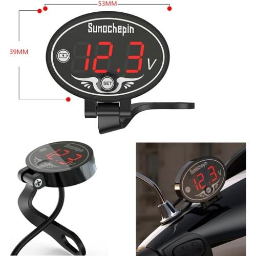 Universal Motorcycle 12V LED Digital Display Voltage Meter Electric Waterproof Voltmeter Volt Gauge Panel Meter + Bracket Parts