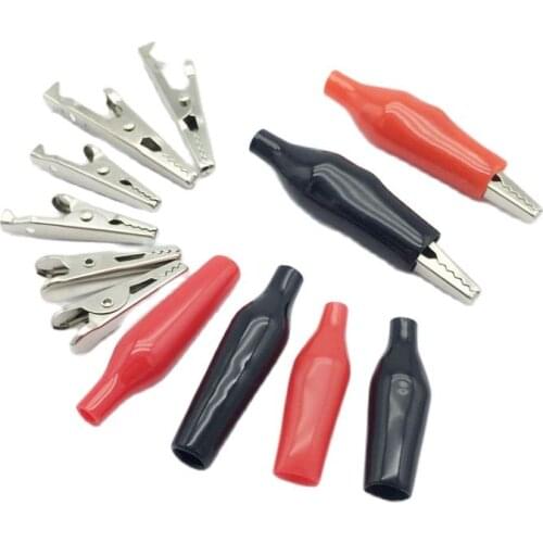20 PCS 28MM 35MM 44MM Red Black Metal Alligator Clip Crocodile Clamp Insulated Spring Test Clips for Electrical Test Probe Meter