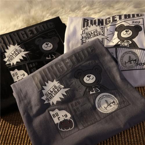 Womens T-shirt Harajuku Plus Size Top Animal Print O-neck Short Sleeve Loose Summer T-shirt Bear T-shirt M-XXL