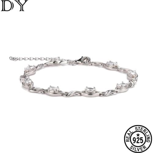 DY 925 Sterling Silver браслет Bracelet For Women Cubic Zirconia Engagement Wedding Silver Fine Jewelry Silver 925 Charm Gifts
