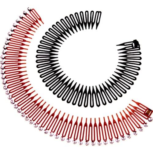 Women Plastic Full Circle Stretch Diamond Flexible Comb Teeth Headband Hair Band Clip Face Wash Fixed Hair Accessories