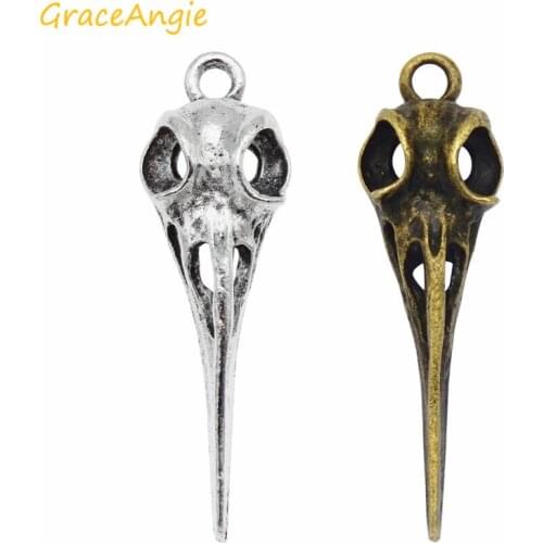 10pcs raven skull Bird skull charm 36*11mm Tibetan Silver Plated Pendants Antique Bronze Jewelry Making DIY Handmade Pendant