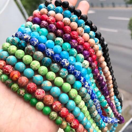 15'' 4-12mm Natural Turquoises Howlite Stone Sediment Jaspers Round Loose DIY Beads for Jewelry Making Christmas Gift Bracelets