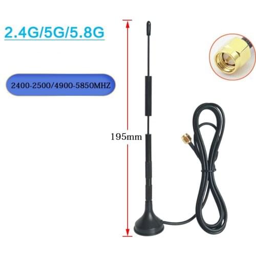 2.4g/5g/5.8g dual-band small sucker antenna omnidirectional high gain router wireless network card Bluetooth SMA head