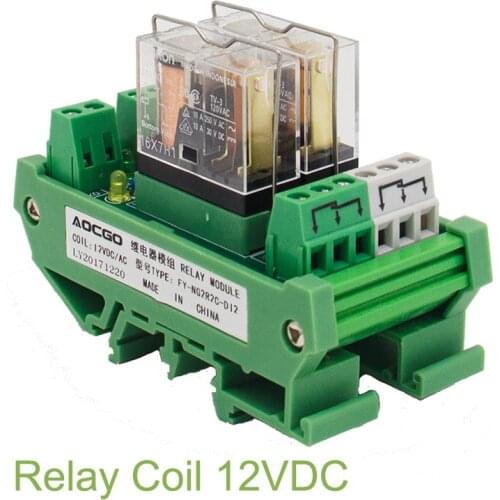 2 Channel 1 SPDT DIN Rail Mount OMRON G2R 12V DC/AC Interface Relay Module