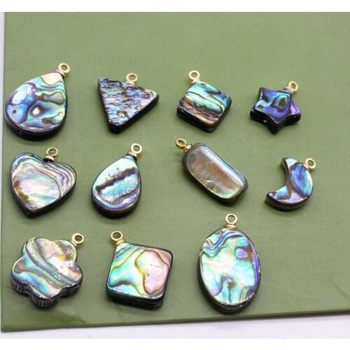 5pcs Natural Abalone Shell Pendant Five-pointed Star Moon and Peach Heart Shaped Pendant for DIY Bracelets Necklaces Earrings