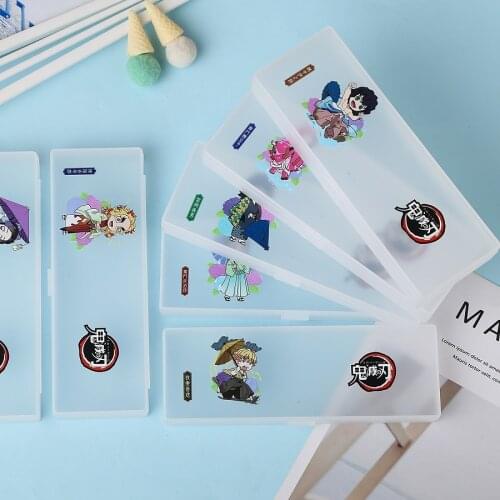 Anime Transparent box Demon Slayer Kimetsu no Yaiba Rengoku Kyoujurou prop storage pen box Model toys Gift