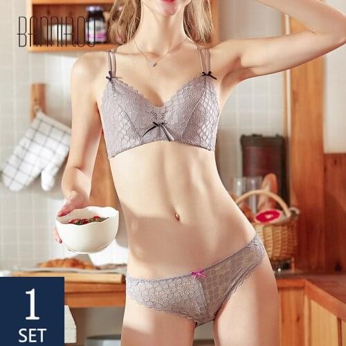 BANNIROU Woman Lingerie Sexy Lace Bra Brief Sets Bralette Active Wire Free Underwear For Woman Push Up High Quality Bra New 2021