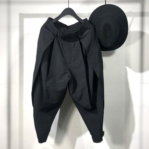 Owen Seak Men Casual Harem Pants Men Clothing Cargo High Street Sweatpants Autumn Men Calf-Length Japanese Black Pants