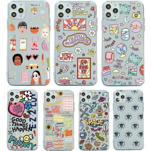 Cute Cartoon pattern clear Phone Cases For Xiaomi Mi 11 Note 10 9 lite 9t POCO X3 For Case Redmi Note 7 8 10 Pro 8t 9s Cover