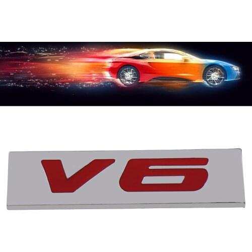 Chrome Red V6 V 6 Engine for Fender Trunk Lid Emblem Decal Badge Sticker