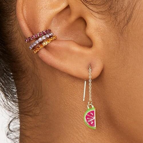 Itenice 6pcs/set Bohemian Crystal Ear Cuff Earring For Women Multicolor C-Shape No Pierced Earrings Wedding Ear Clip Jewelry