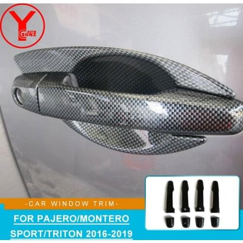 Door handle cover For MITSUBISHI Montero PAJERO SPORT Shogun Triton 2016 2017 2018 Parts ABS car accessories carbon fiber YCSUNZ