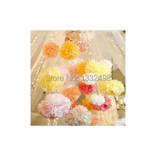 Hot 200 pcs 16'' 40cm Tissue Paper Pom Poms Decorative Flower Ball Baby Show Party Craft For Wedding Decoration All 30 Colors