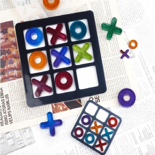 LOVE'N LV163T Epoxy Resin art diy 2 size tic tac toe Silicone Mold set for kid Table Game