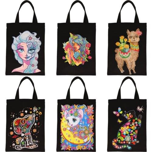 DIY Diamond Painting Handbag Reusable Shoulder Shopping Storage Bag Home Decoration Gift Canvas Bag Eco-friendly Shopping Bags