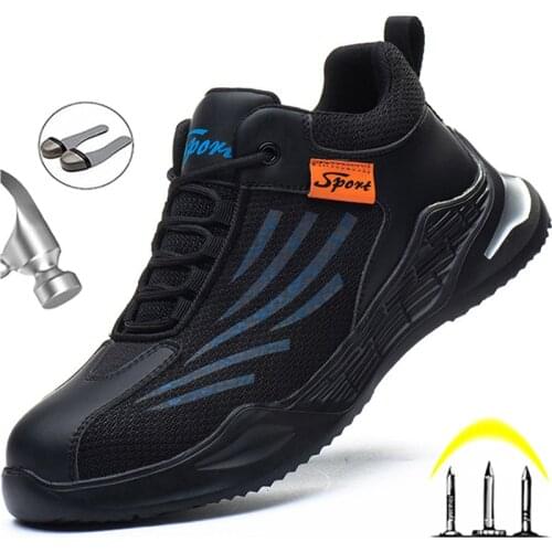 Men Work Shoes Sports Safety Shoes Reflective Work Boots Lightweight Men Shoes Steel Toe Cap Indestructible Sneakers Men Boots