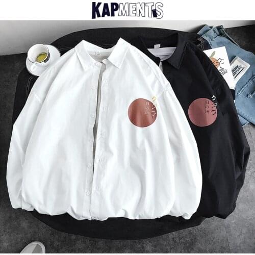 KAPMENTS Men Harajuku Printed Hip Hop Shirts 2020 Man Graphic Streetwear Loose Short Sleeve Shirt Male Korean Oversized Clothing