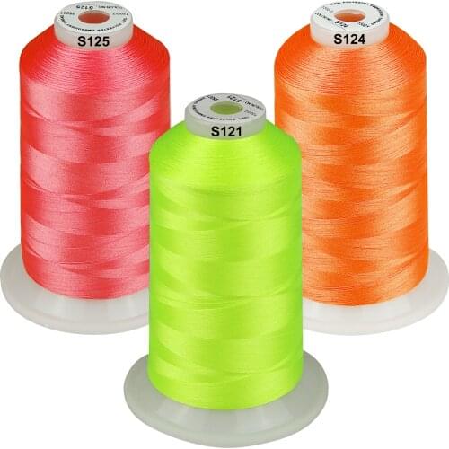 Simthreads 3 Neon Colors Machine Embroidery threads 5500 Yds each Polyester thread 40wt for Most Home sewing embroidery machine