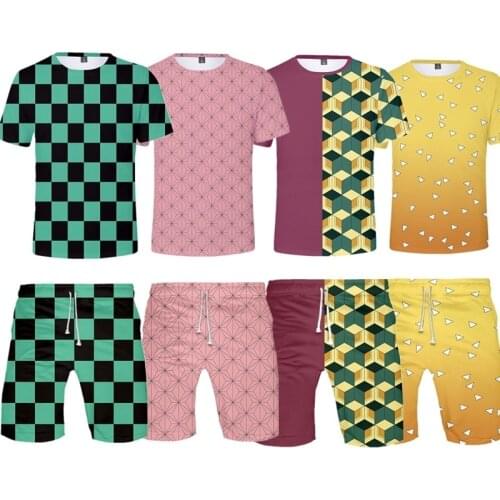 2021 Summer New Unisex Cosplay Shirt Shorts Kamado Nezuko Short Shirts 3D T Shirt For Girls Boys Kids