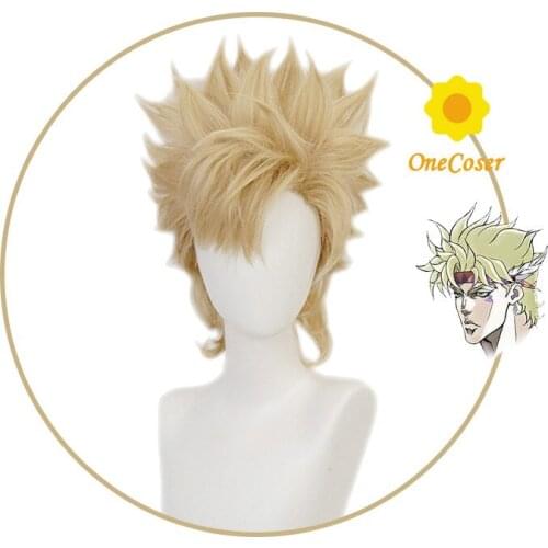 JOJOs Bizarre Adventure Caesar Anthonio Zeppeli Cosplay Blond Wig Heat-resistant Fiber Hair + Wig Cap Party Anime Props Men