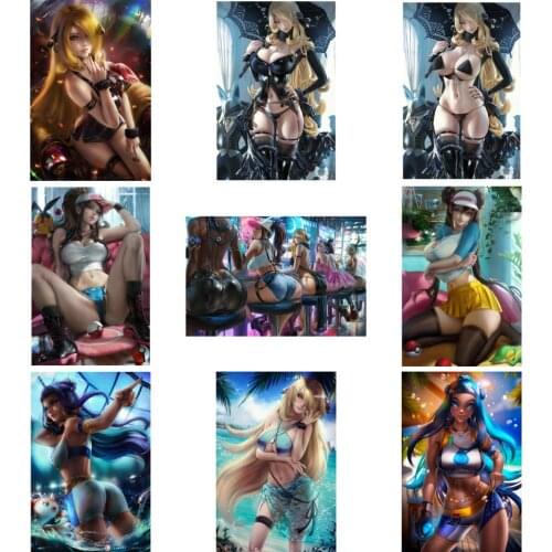 Pokemon Japanese Anime Game Poster Canvas Poster Home Decoration Painting Wall Sticker Sexy Poster Wall Pictures for Living Room