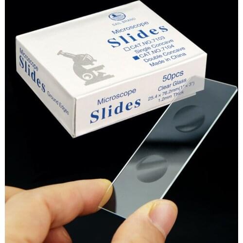 50 Pieces Reusable Laboratory Educational Double Concave Microscope Blank Glass Slides for Biological Bio-microscope Science