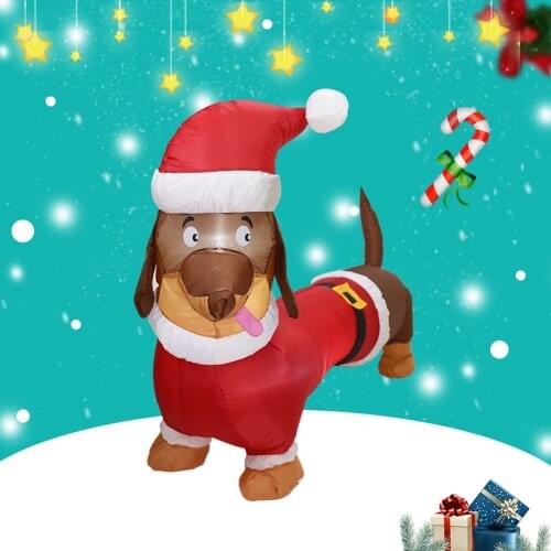 Christmas Inflatable Dog And Bear With Rotating Led Lights Luminous Decor For Indoor Outdoor Yard Garden Xmas Decor