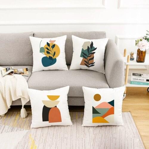 Geometry Print Cushion Case Home Car Sofa Living Room Decorative Car Pillows White Soft Polyester Pillowcase Housse De Coussin