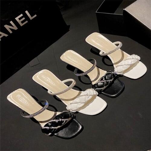 Sandals And Slippers Womens Summers Outdoor Slippers Fashion 2021 New Out All-Match Rhinestone Thick Sandals With High Sandals
