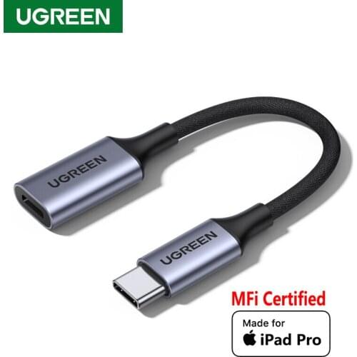 Ugreen MFI certified usb c to lightning headphone jack adapter for Apple ipad pro usb type c Audio converter Braided music 8 pin