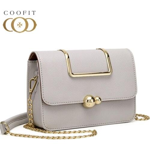 Coofit Girls Satchel Bag Mini Metal Flap Cover Handbag Womens Fashion PU Chains Small Square Bags Leisure Shoulder Crossbody Bag