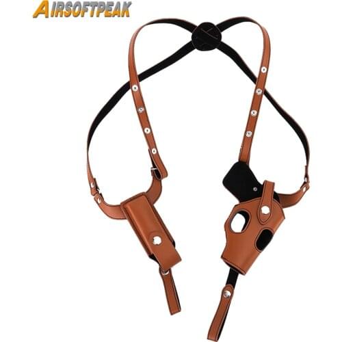 Tactical Concealed Underarm Shoulder Gun Holster with Magazine Holder Military Leather Right Hand Pistol Holster For Glock 17