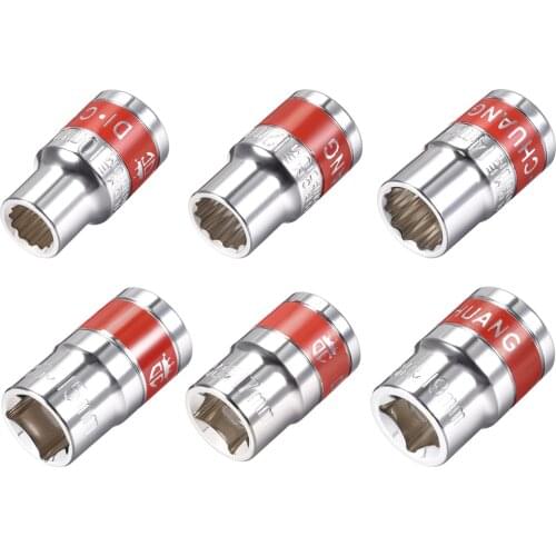 Uxcell 1Pcs 1/2-Inch Drive 12-Point Shallow Socket with Red Band Cr-V Steel to DIY Hand-making Household Maintenance etc