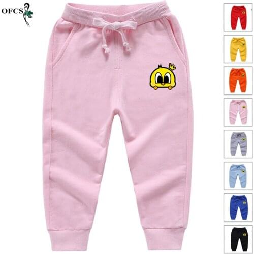 Spring Kids Girls Cotton Sport Pants Casual Cartoon Soft & Comfortable Boys Fashion Pants Unisex Child Trousers Beam Foot Pants
