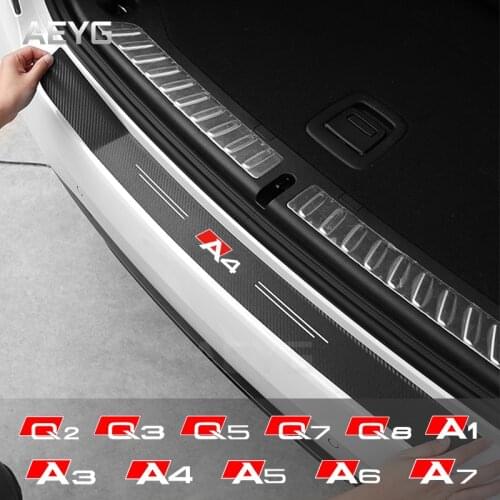 Carbon Fiber Car Rear Bumper Trunk Guard Protected Stickers Decals For Audi A1 A3 A4 A5 A6 A7 Q2 Q3 Q5 Q7 Q8 Auto Exterior Films