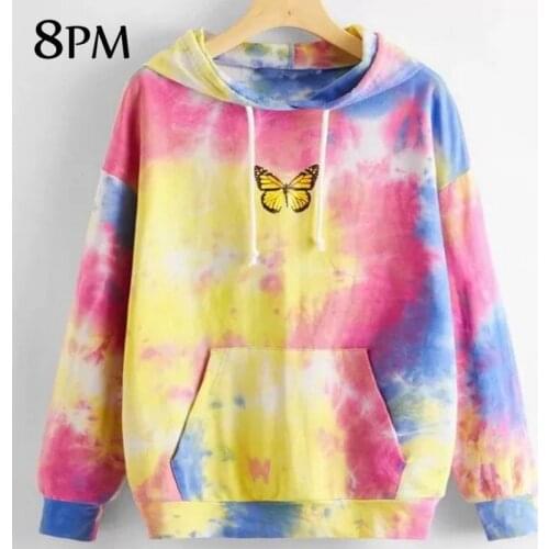 Womens Tie Dye Sweatshirt Pullover Hoodies Longsleeve Drawstring with Pocket Tie Dye Sweatshirt ouc1160