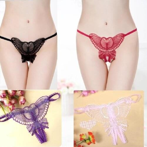Womens Transparent Panties T-Pants Lace Butterfly Thong G-String Cheap Briefs